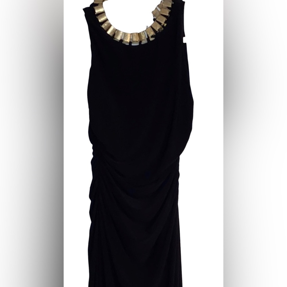 LAUNDRY BY SHELLI SEGAL BLACK SHIRRED JERSEY NECKLACE DRESS/GOWN size si… - Picture 7 of 16